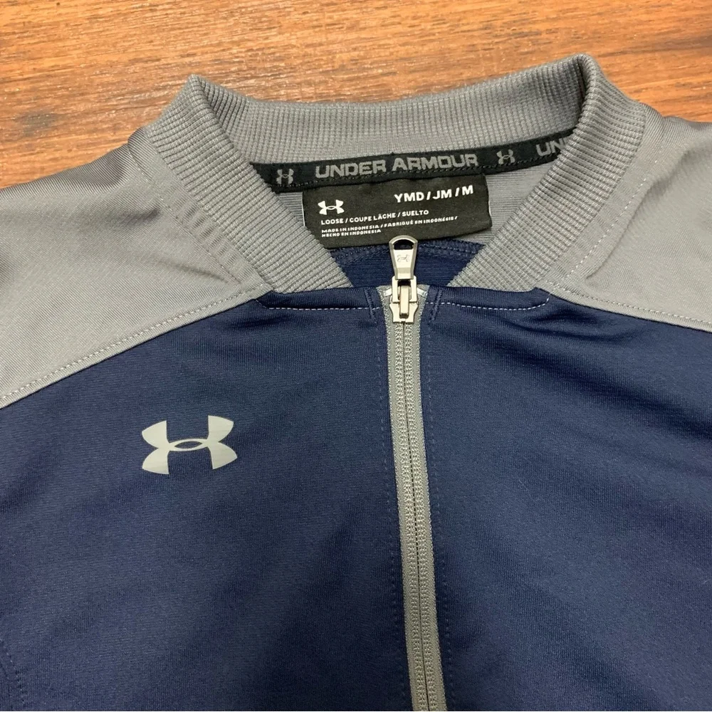 Under Armour Boys Challenger II Track Jacket Size M, Blue, Gray Sports Jacket